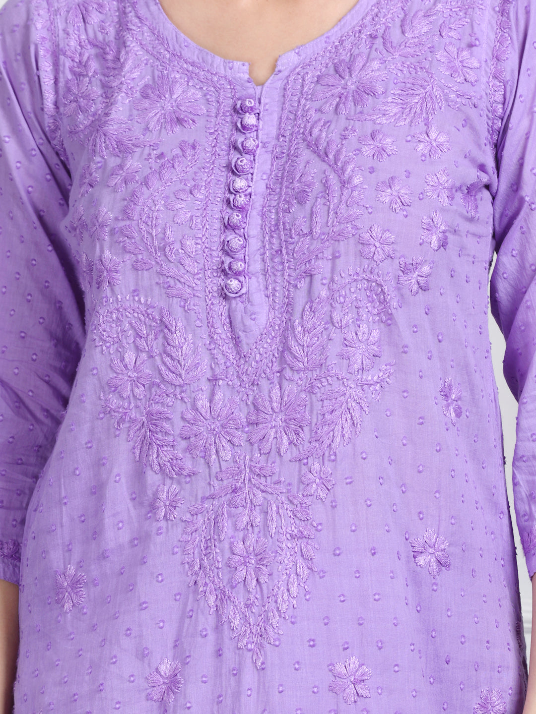 Cotton Dyed Chikankari Co-ord Set with Kurta,Palazzo & Dupatta