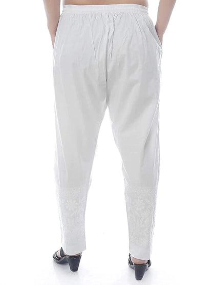 Chikankari Machine Work Lycra Stretchable Trousers